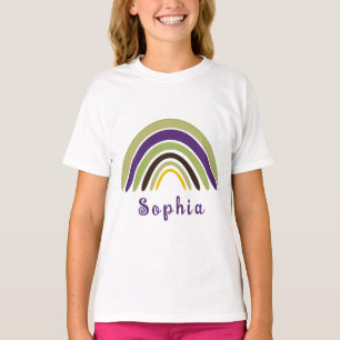 Camiseta El arcoiris boho con nombre personalizado en verde