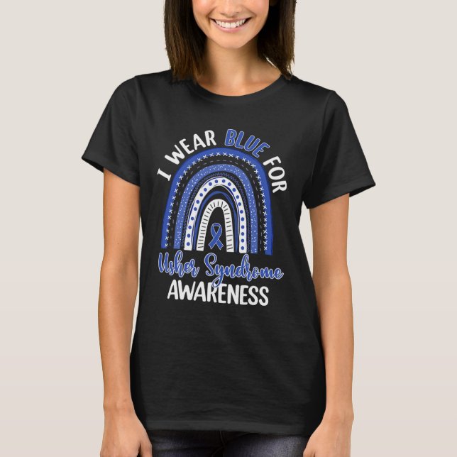 Camiseta El Arcoiris De Boho Que Uso Azul Para El Síndrome  (Anverso)