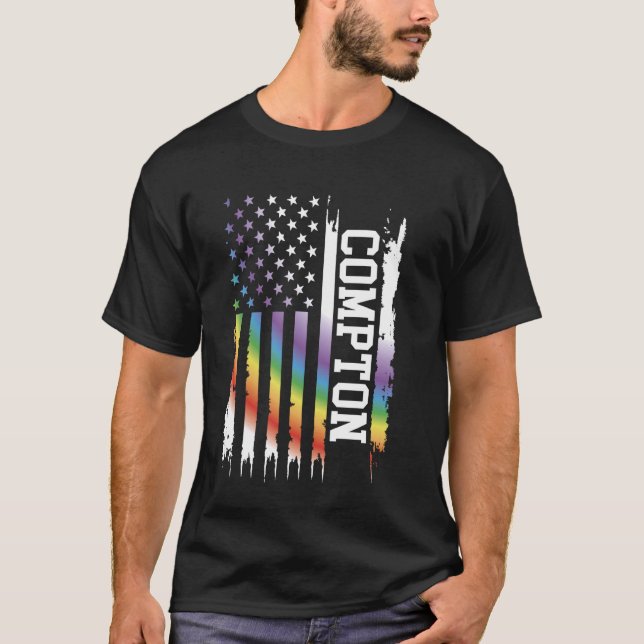 Camiseta El arcoiris de Compton, Estados Unidos, con bander (Anverso)