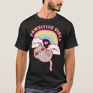 Camiseta El Arcoiris De Gato Y Las Nubes De Vibes Patentes