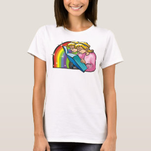 Camiseta El arcoiris de los años 1980 con un libro de lectu