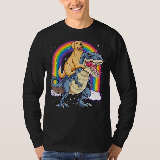 Camiseta El arcoiris de los chicos de los Rex de Dinosaurio (Anverso)