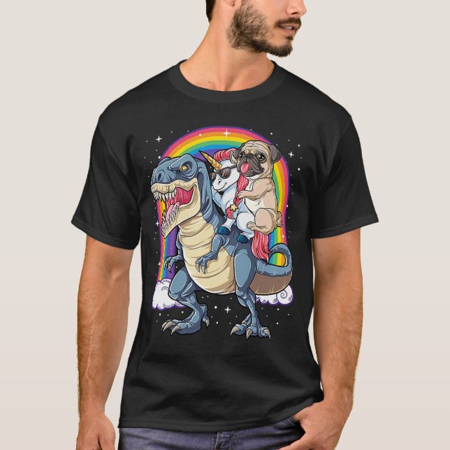Camiseta El arcoiris de mujeres Chicas de dinosaurios pug u (Anverso)