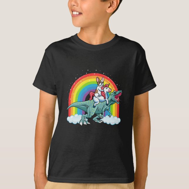 Camiseta El arcoiris de Unicornio, un dinosaurio (Anverso)