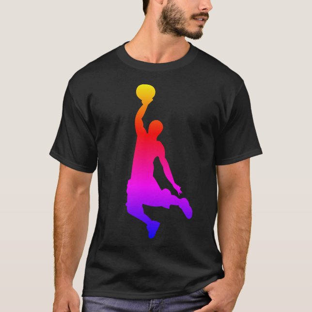 Camiseta El arcoiris del jugador de baloncesto ilustrado y  (Anverso)