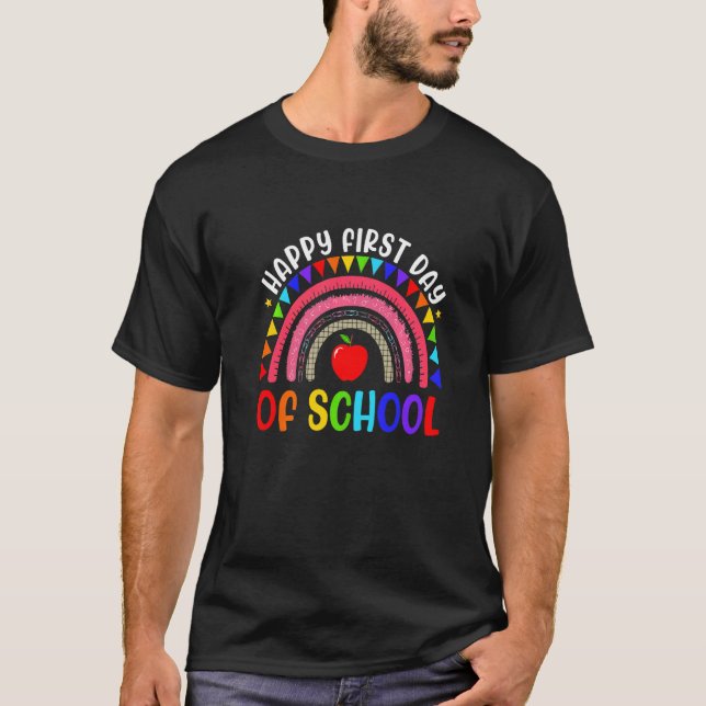 Camiseta El arcoiris feliz primer día de clase (Anverso)