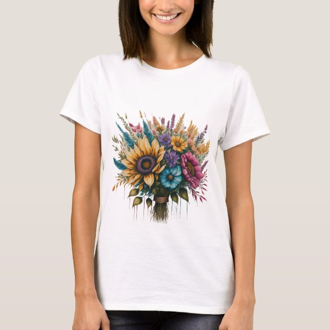 Camiseta "El arcoiris florece en el Bouquet" (Anverso)