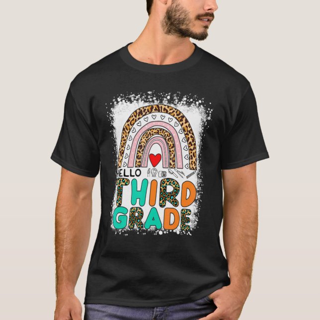 Camiseta El arcoiris leopardo regresó a la escuela, hola a  (Anverso)
