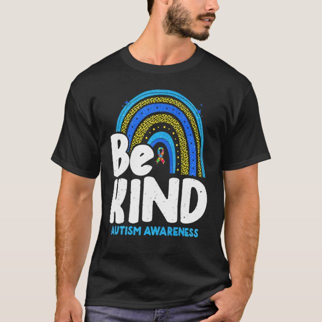 Camiseta El arcoiris leopardo sea amable Autism Awareness M (Anverso)