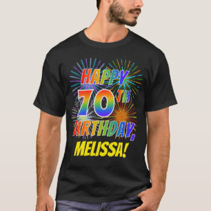 Camiseta El arcoiris parece feliz el cumpleaños número 70;