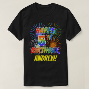 Camiseta El arcoiris parece feliz el quinto cumpleaños; fue