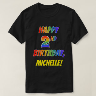 Camiseta El arcoiris parece feliz segundo cumpleaños + nomb