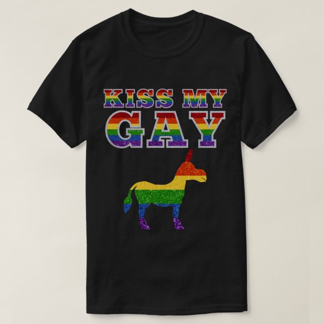 Camiseta El arcoiris Purpurina LGBT besa mi gracia (Diseño del anverso)