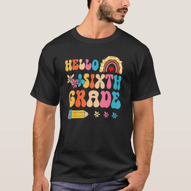 Camiseta El arcoiris Retro Hello de sexto grado vuelve al p (Anverso)