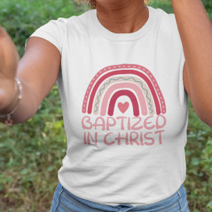 Camiseta El arcoiris rosado de corte cristiano bautizado en