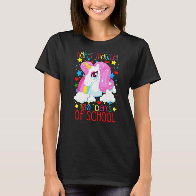 Camiseta El arcoiris unicornio 100 días feliz 100 días (Anverso)
