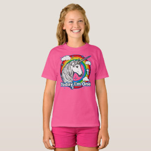 Camiseta El arcoiris unicornio de primer cumpleaños de un n