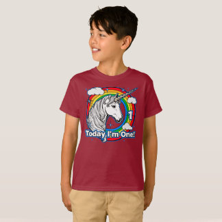 Camiseta El arcoiris unicornio de primer cumpleaños de un n