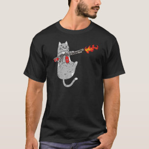 Camiseta El arma de fuego del flamor de gato del tirador de