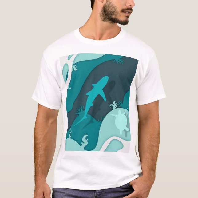 Camiseta El arte abstracto del tiburón y la tortuga de Guay (Anverso)