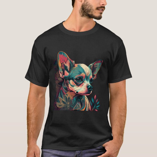 Camiseta El arte colorido de Chihuahua Salvador Dali Perro  (Anverso)