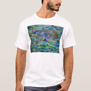 Camiseta El arte colorido de la tortuga de la cabeza del ár