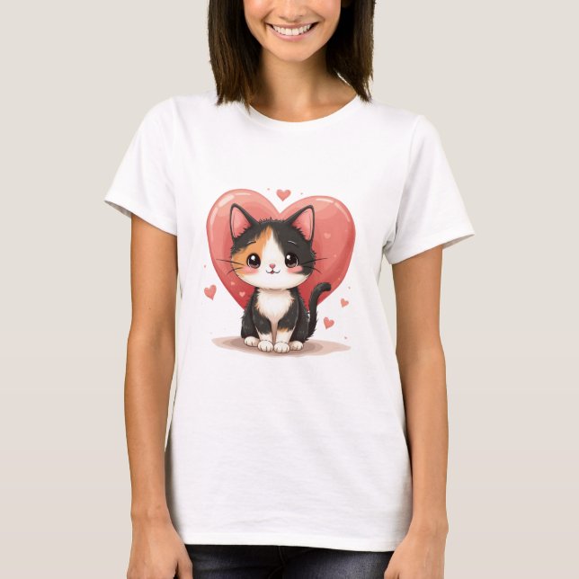 Camiseta El arte de Kawaii Valentine es un buen gato de Cal (Anverso)