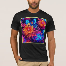 Camiseta El arte de las flores de neón brillantes