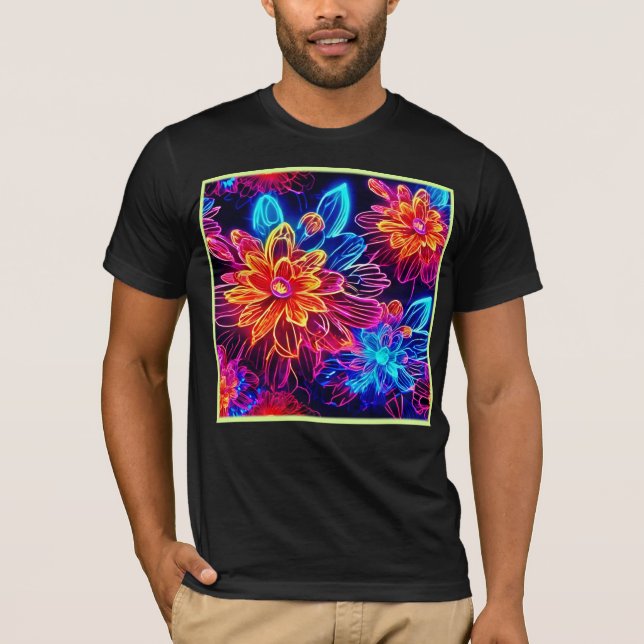 Camiseta El arte de las flores de neón brillantes (Anverso)