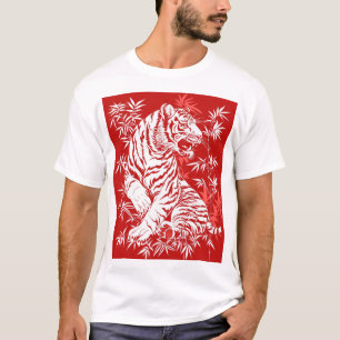 Camiseta El arte del recorte del tigre chino se imprime con