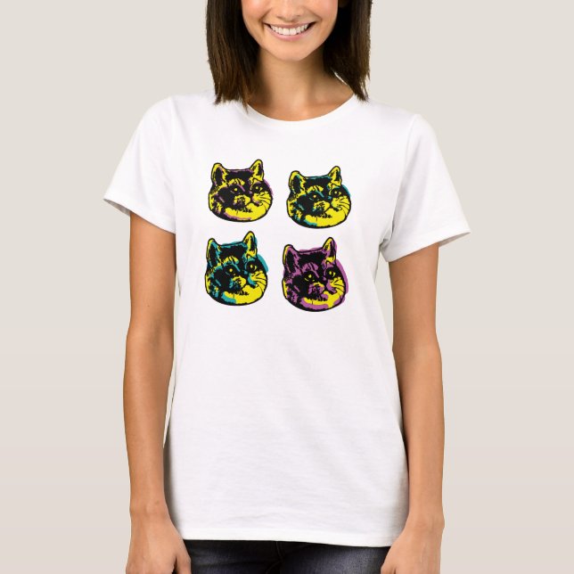 Camiseta El arte pop de gato de los cuatro gatos gatitos qu (Anverso)
