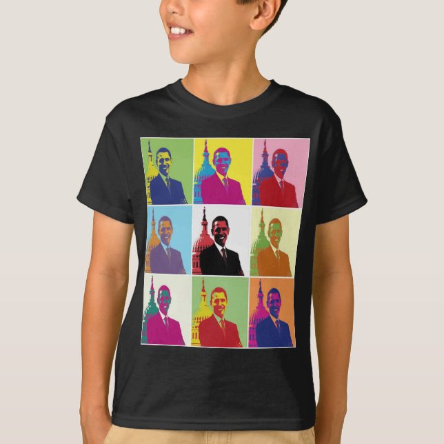 Camiseta El arte pop del presidente Obama (Anverso)