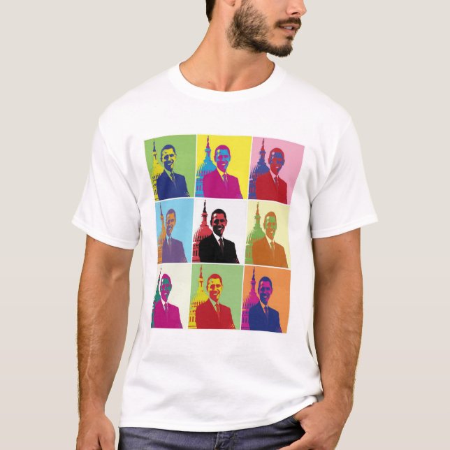 Camiseta El arte pop del presidente Obama (Anverso)