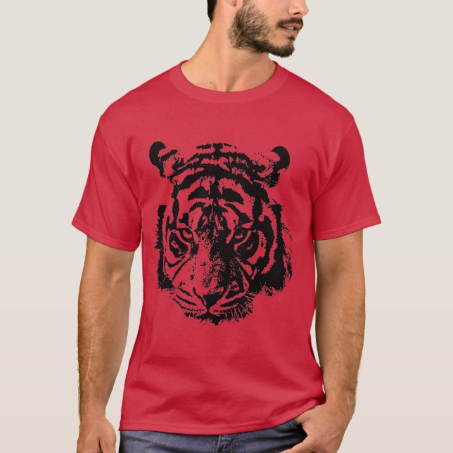 Camiseta El arte pop del tigre rojo negro (Anverso)