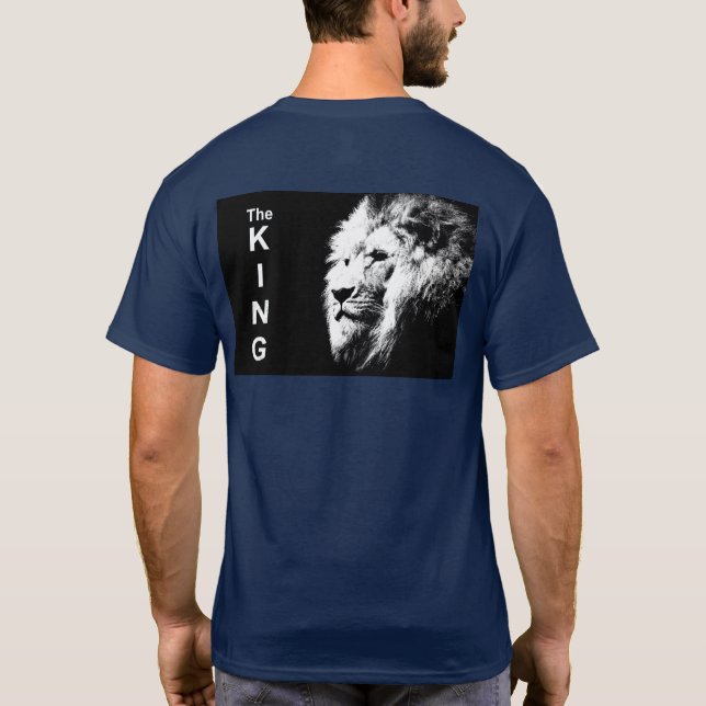 Camiseta El arte pop moderno cabeza de león el rey imprime  (Reverso)
