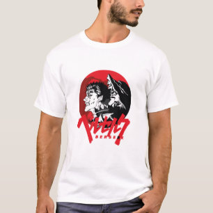 Camiseta El arte rojo retro de un guerrero anime oscuro
