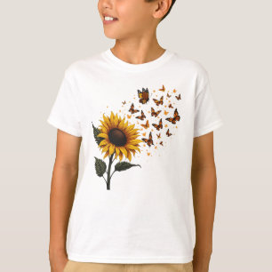 Camiseta El arte vintage del girasol y las mariposas