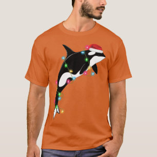 Camiseta El asesino de Orca de la ballena Santa Hat Navidad