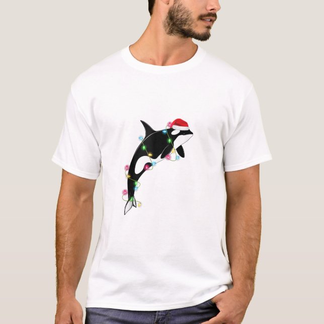 Camiseta El asesino de Orca de la ballena Santa Hat Navidad (Anverso)