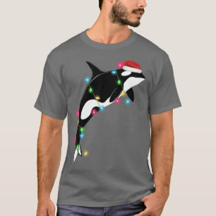 Camiseta El asesino de Orca de la ballena Santa Hat Navidad