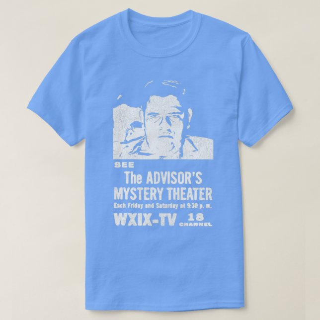 Camiseta El Asesor Mystery Theater Horror Host WXIX Milwa (Diseño del anverso)