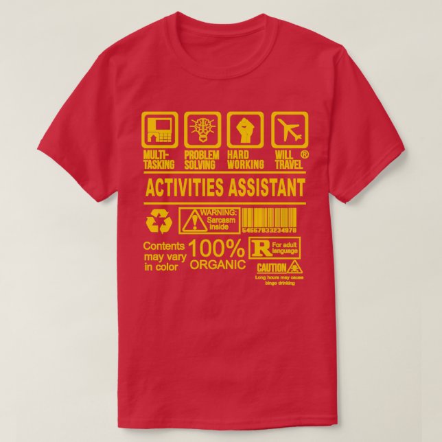 CAMISETA EL ASISTENTE DE ACTIVIDADES VIAJARÁ (Diseño del anverso)