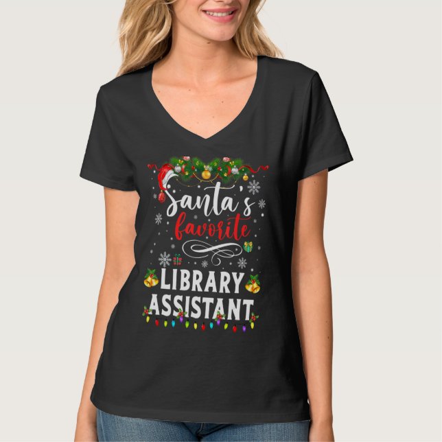 Camiseta El asistente de biblioteca favorito de Santa Hat C (Anverso)
