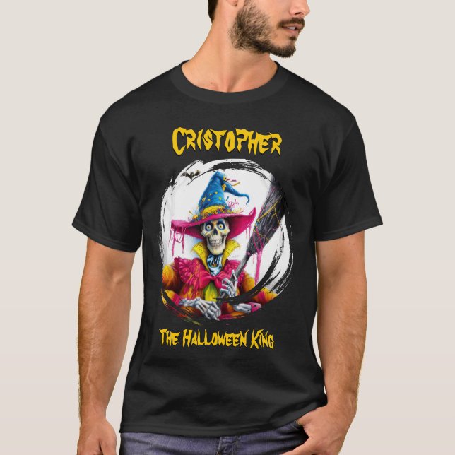 Camiseta El Asistente para esqueletos de Halloween King (Anverso)