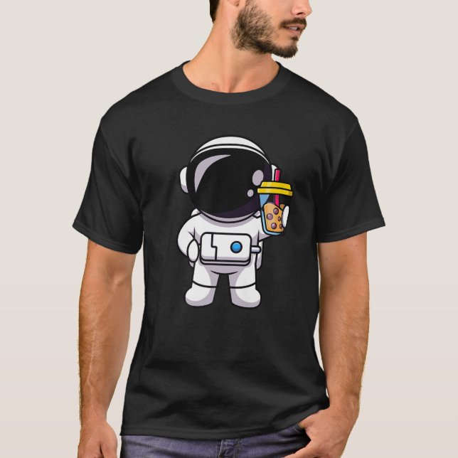 Camiseta El astronauta de Kawaii Bubble Tea Drink Space ado (Anverso)