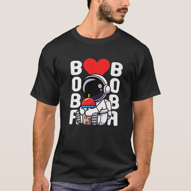 Camiseta El astronauta de Kawaii Bubble Tea Drink Space ado (Anverso)