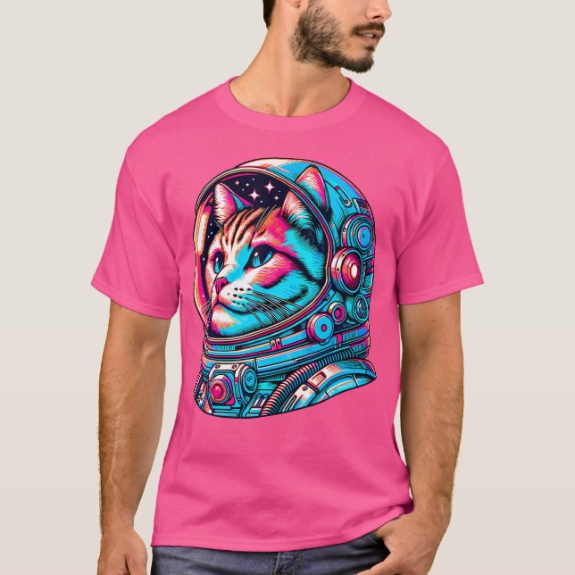 Camiseta El astronauta del gato Kitten Cosmonaut Cyberpunk (Anverso)