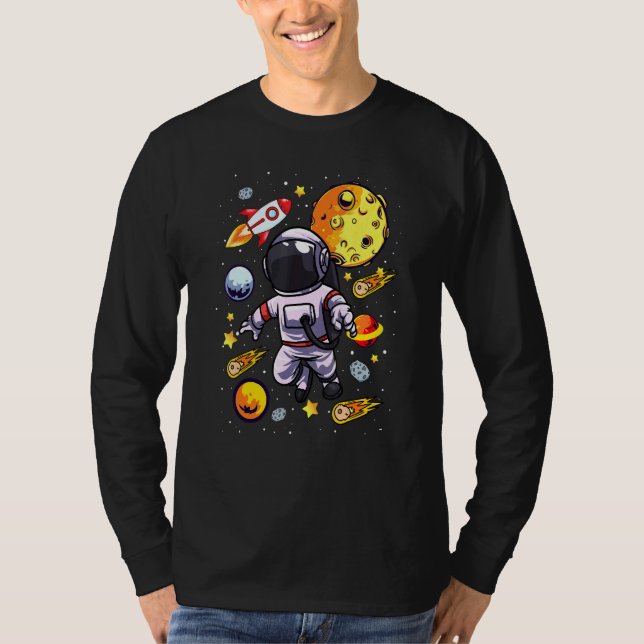 Camiseta El astronauta flota solo a través del espacio soli (Anverso)