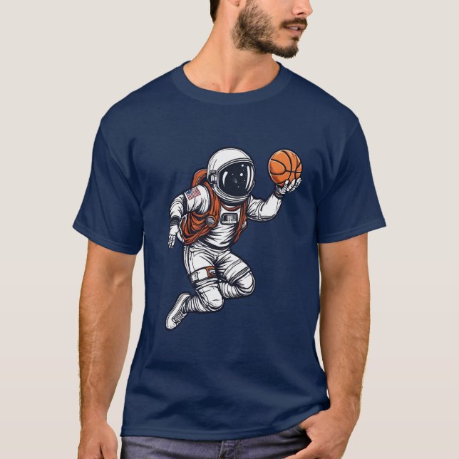 Camiseta El astronauta hincha del básquetbol en el espacio (Anverso)