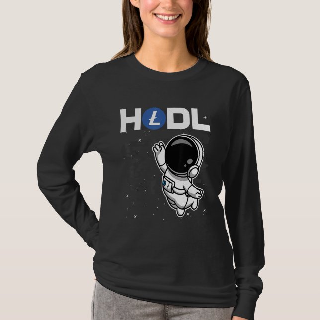 Camiseta El Astronauta Mantuvo La Moneda Litecoin Ltc En La (Anverso)